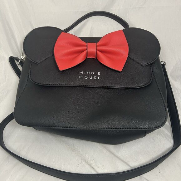 Minnie Mouse Loungefly Crossbody Bag Disney Ears Red Bow Black Purse - Picture 1 of 5